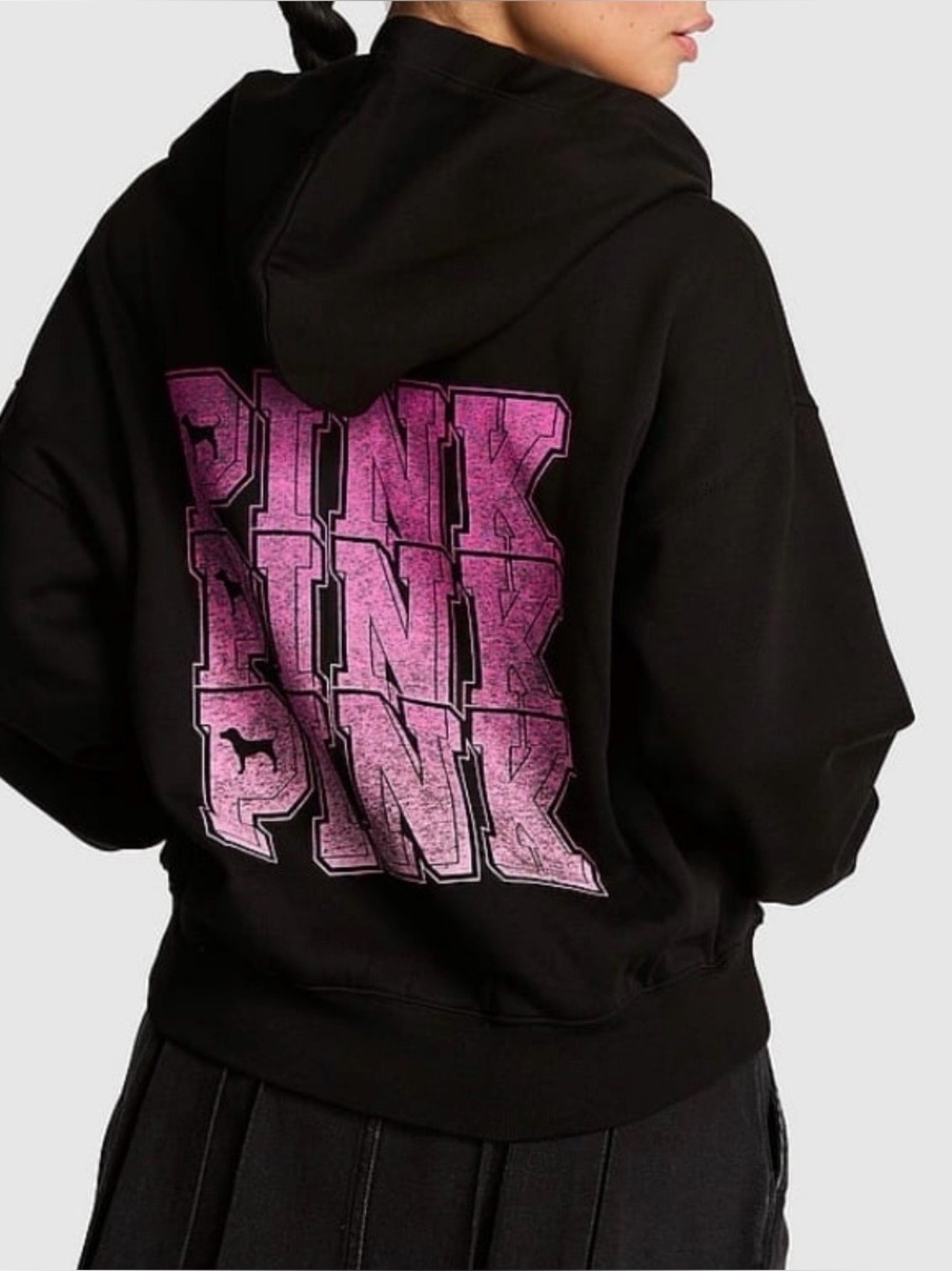 VS PINK CAMPUS FLEECE FULL ZIP HOODIE IN BLACK PINK FRIDAY 2026 RELEASE XS-XXL